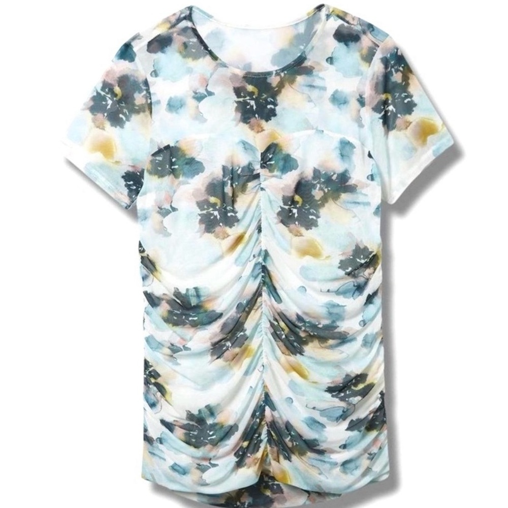 🆕🌼TORRID Floral Stretch Mesh Ruched Top🌼 - Picture 2 of 6